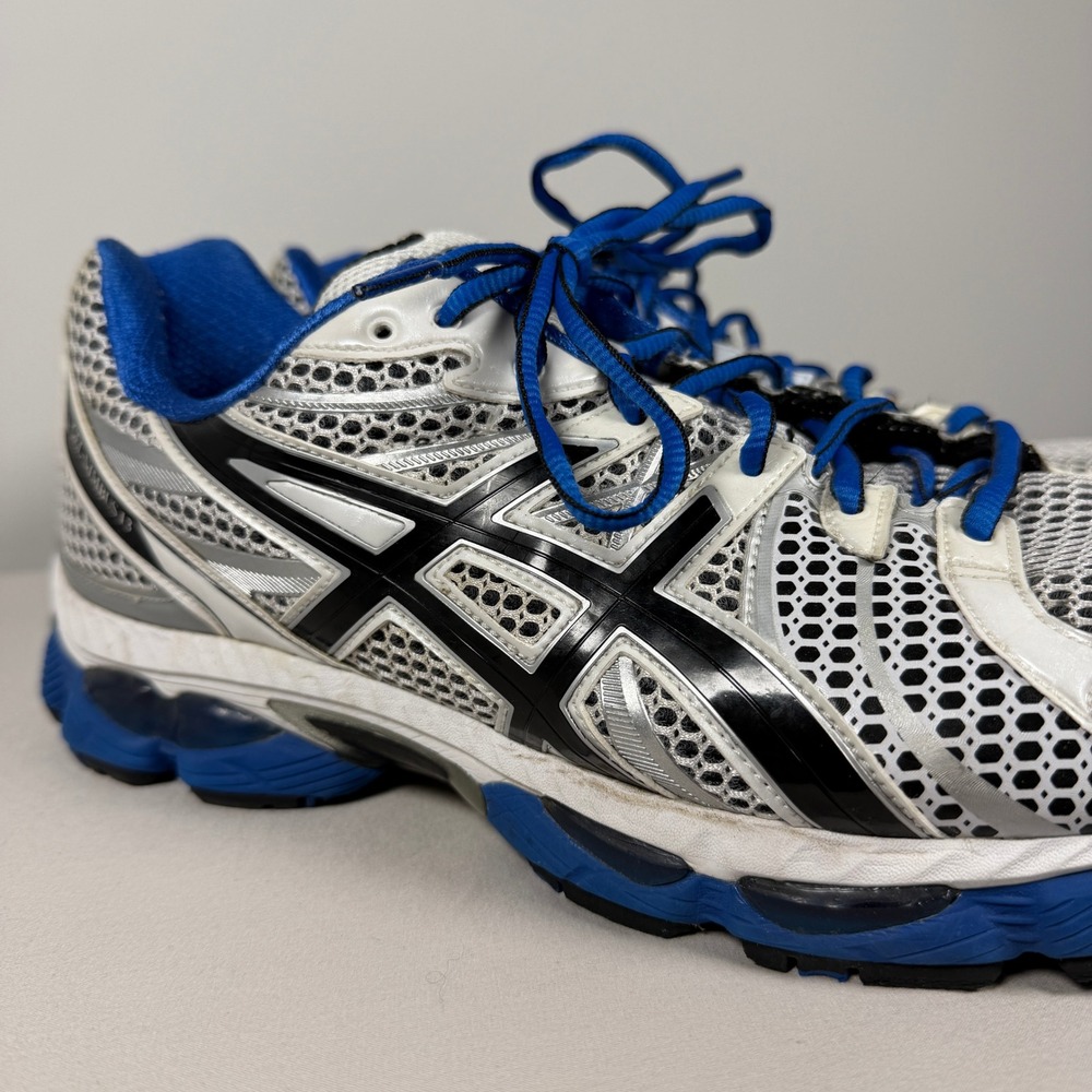 Asics Gel-Nimbus 13 Mens Running Shoes White‎ Blue Black Sneakers T134N - Picture 7 of 16